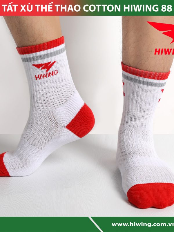 Tất thể thao Hiwing 88 màu Trắng Đỏ