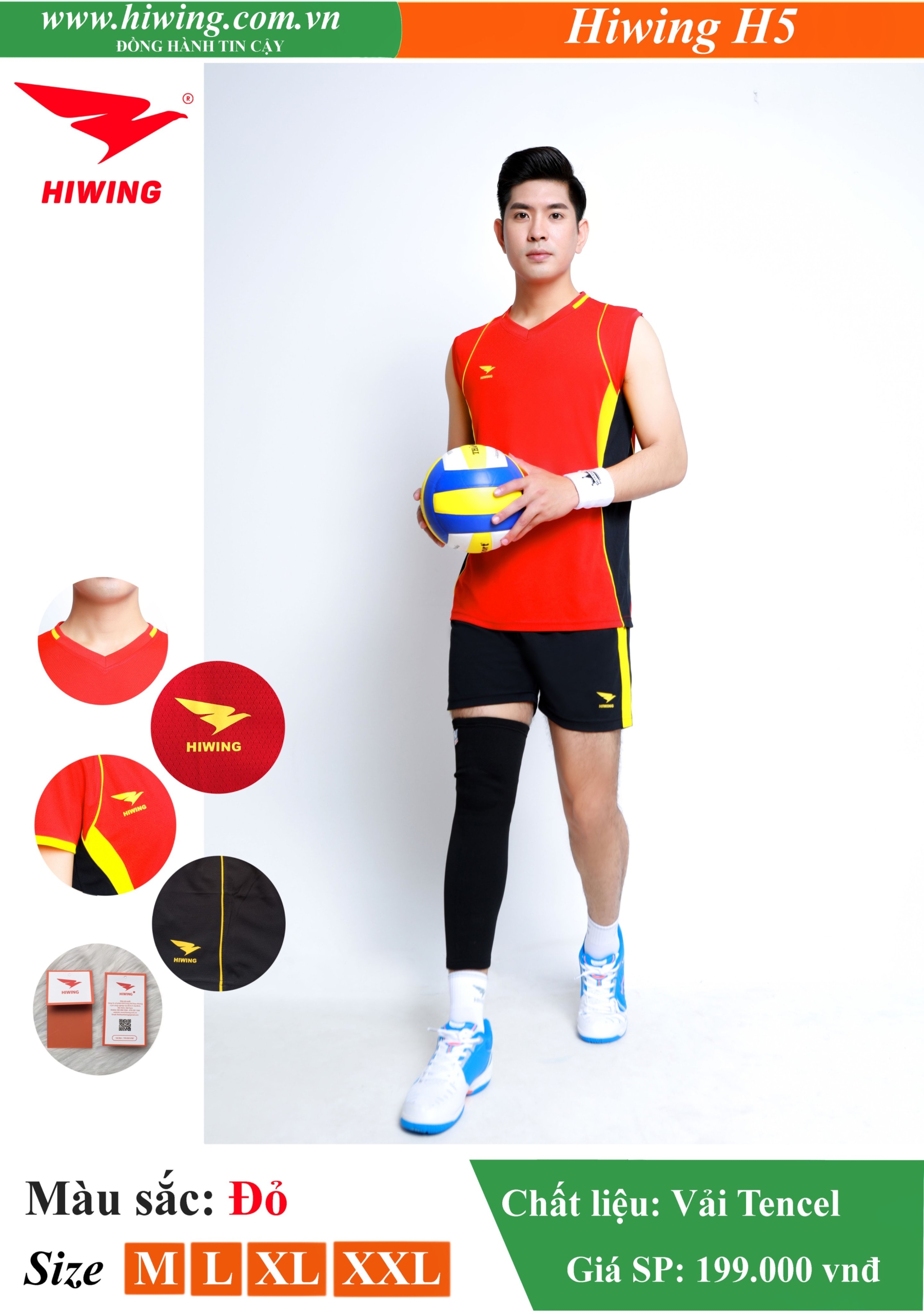 Áo bóng chuyền Nam Hiwing H5 màu Đỏ