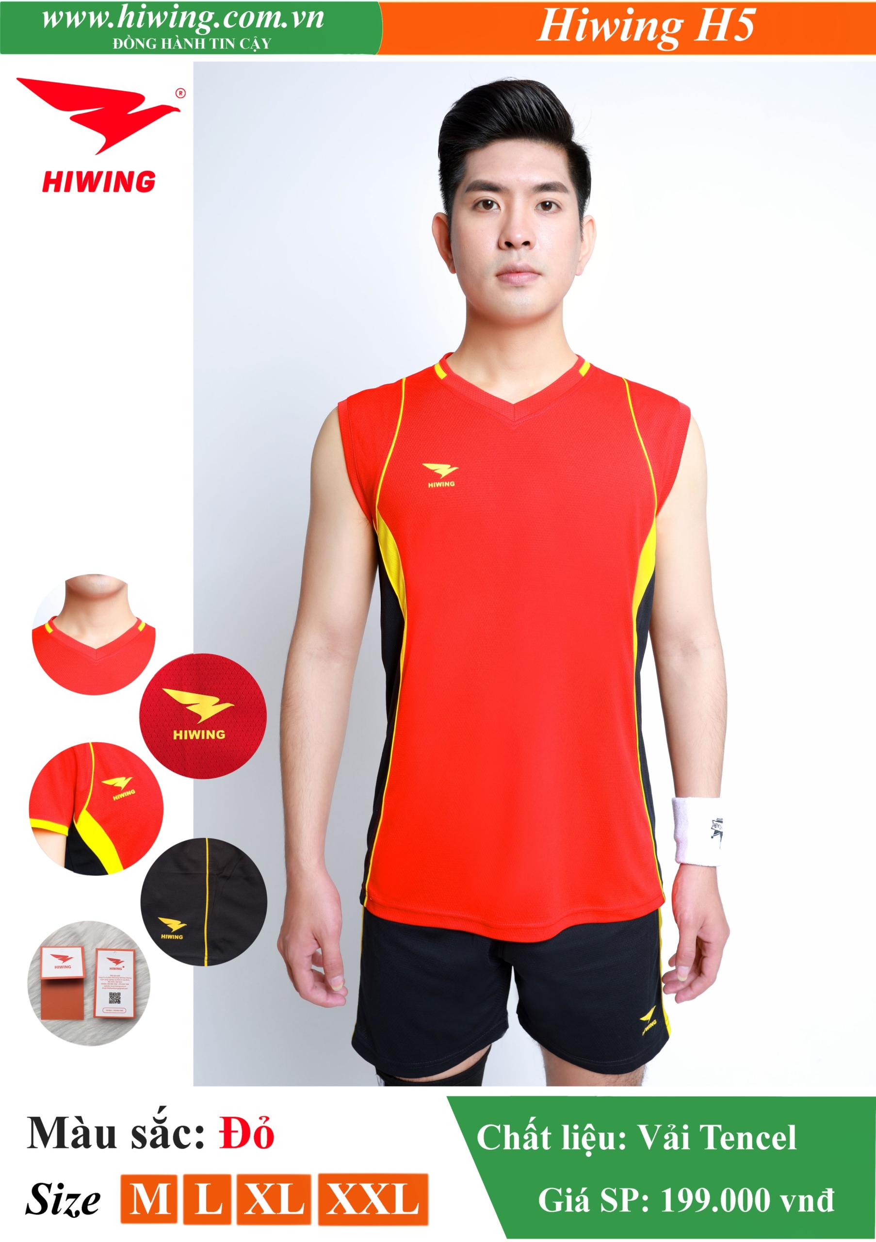 Alternative view of Áo bóng chuyền Nam Hiwing H5 màu Đỏ