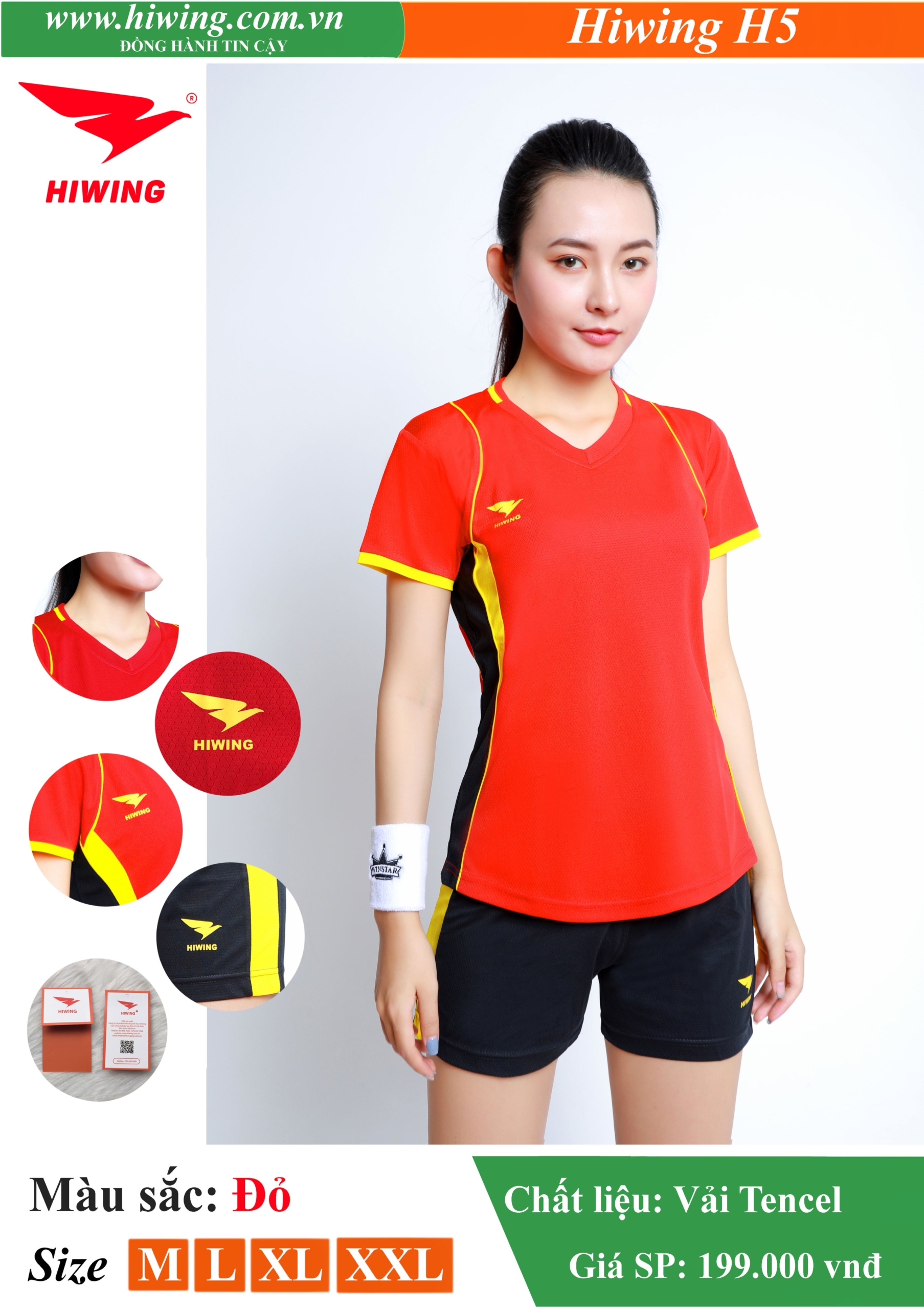 Alternative view of Áo bóng chuyền Nữ Hiwing H5 màu Đỏ