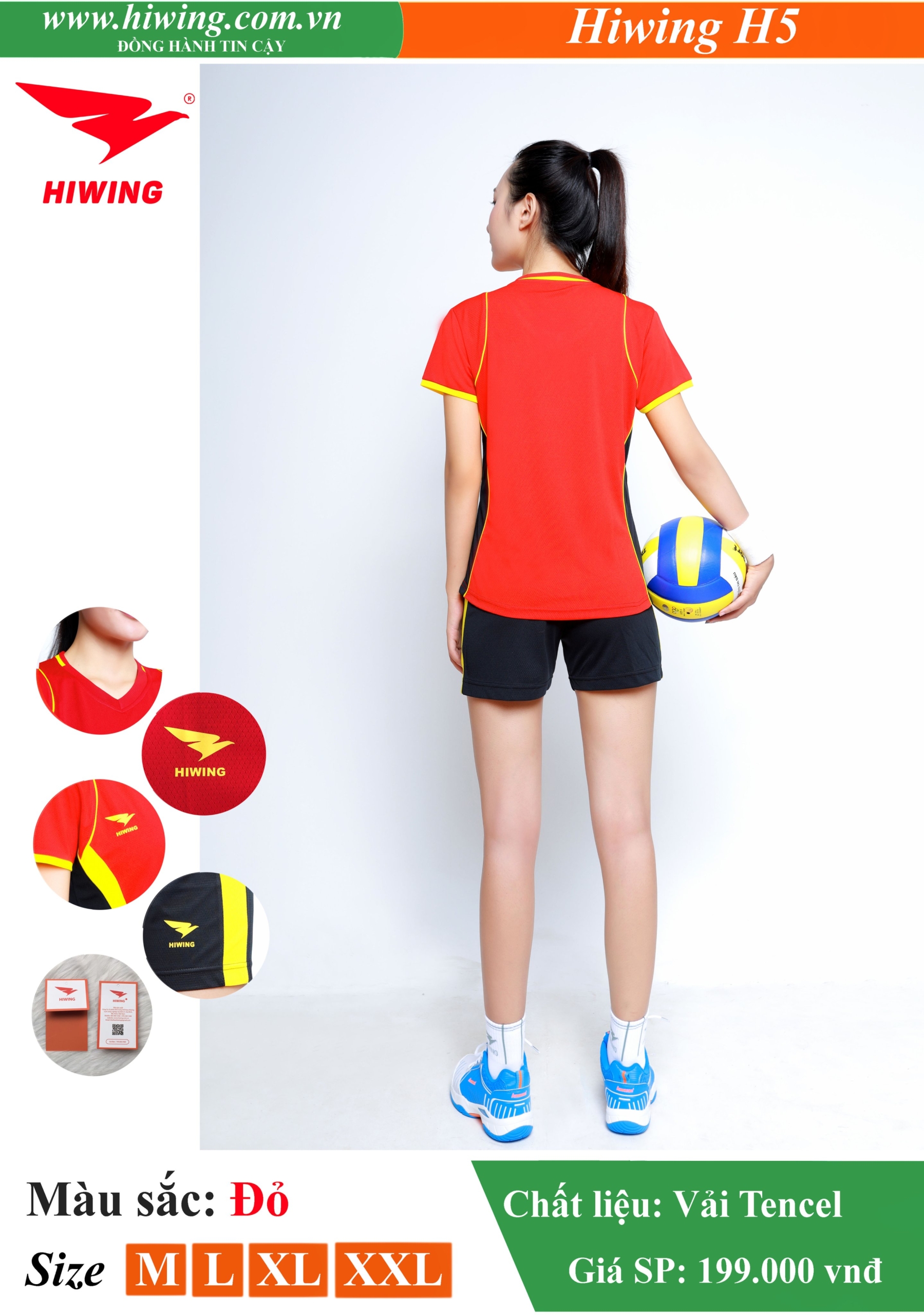 Áo bóng chuyền Nữ Hiwing H5 màu Đỏ