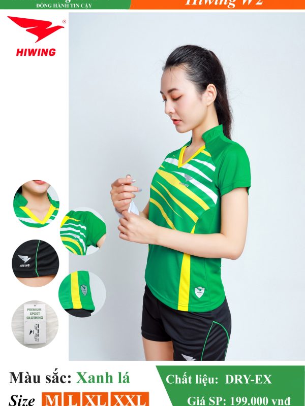Alternative view of Áo bóng chuyền, áo cầu lông Nữ Hiwing W2 màu Xanh Lá