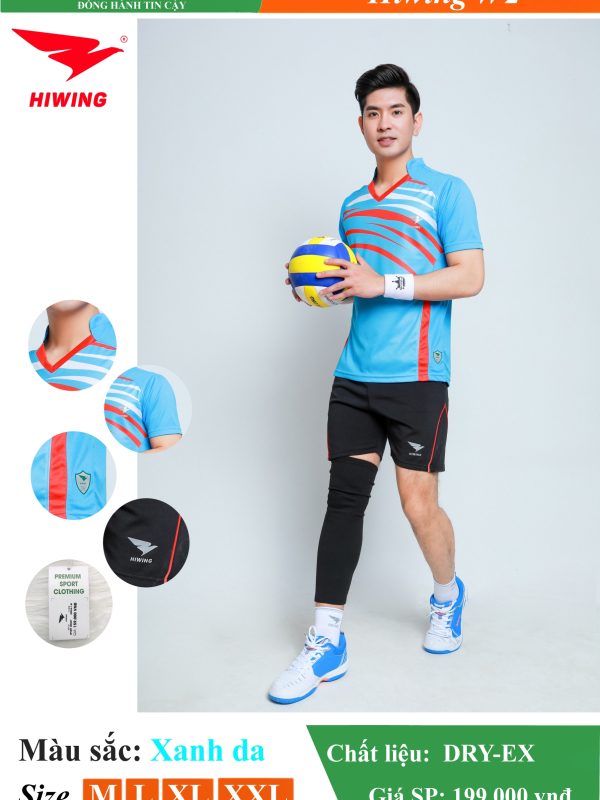 Áo bóng chuyền, áo cầu lông Nam Hiwing W2 màu Xanh Biển