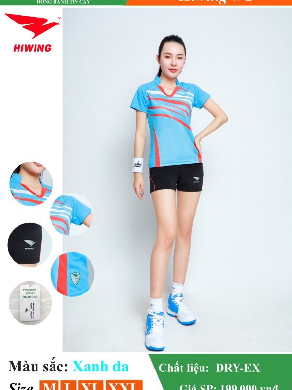 Áo bóng chuyền, áo cầu lông Nữ Hiwing W2 màu Xanh Biển