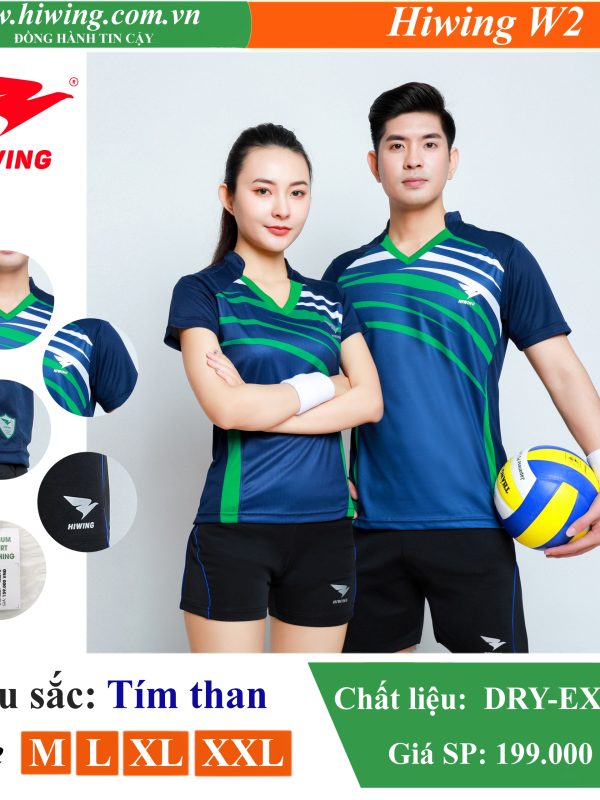 Alternative view of Áo bóng chuyền, áo cầu lông Nữ Hiwing W2 màu Tím Than