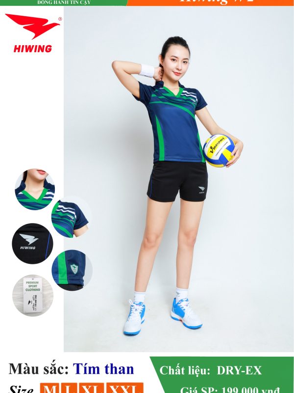 Áo bóng chuyền, áo cầu lông Nữ Hiwing W2 màu Tím Than