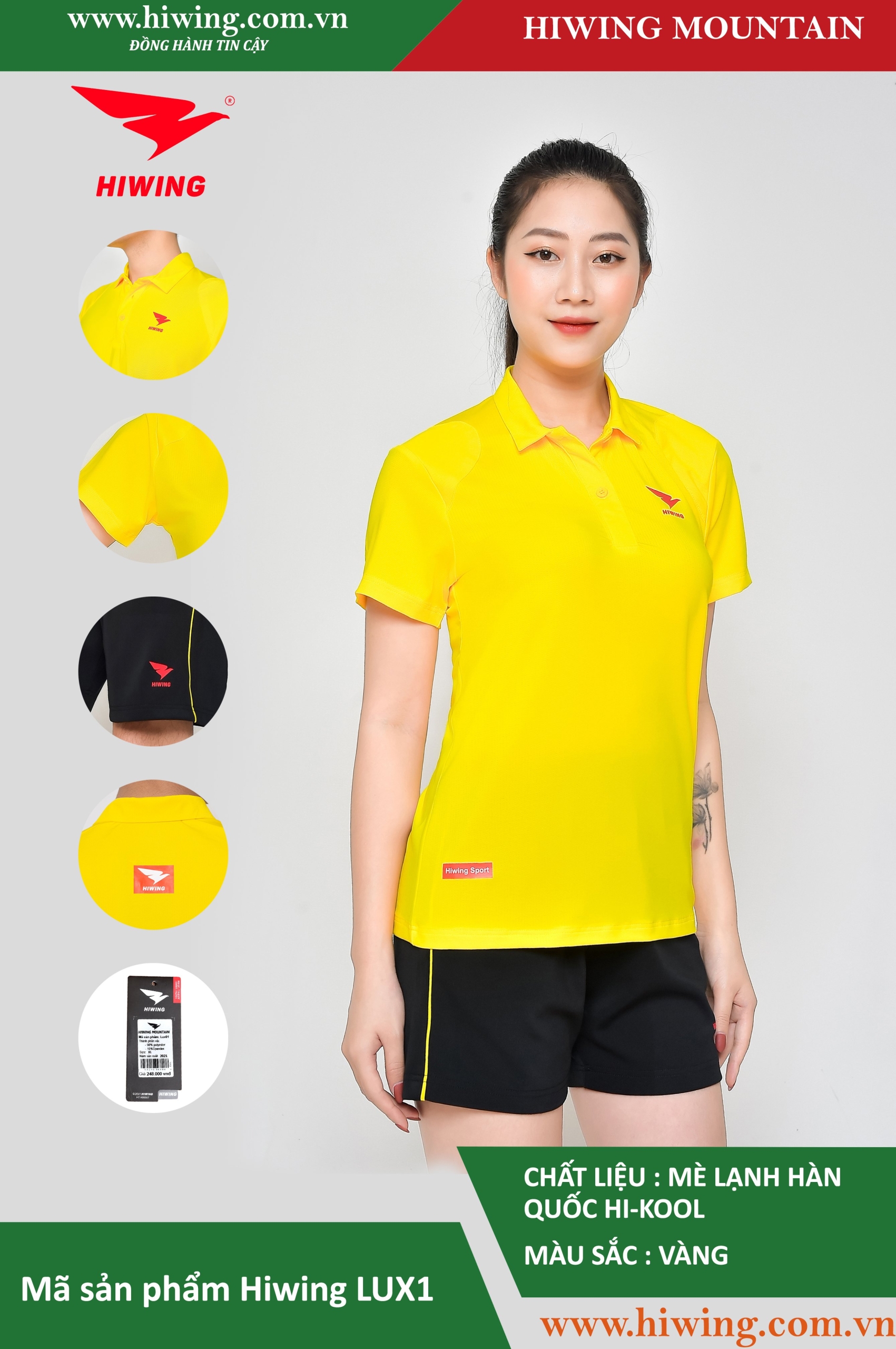 Áo cầu lông Nữ Hiwing Lux 1 màu Vàng
