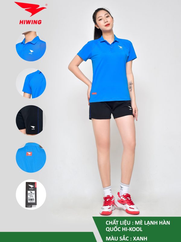 Áo cầu lông Nữ Hiwing Lux 1 màu Xanh