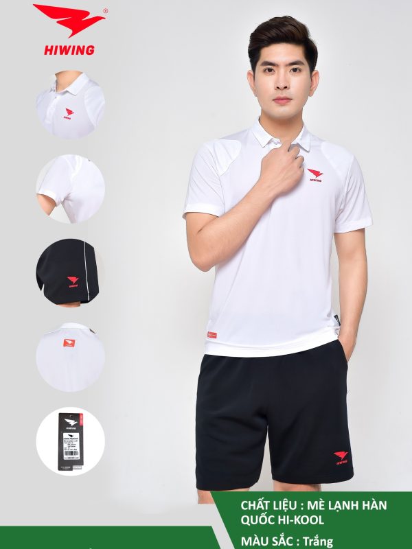 Áo cầu lông Nam Hiwing Lux 1 màu Trắng