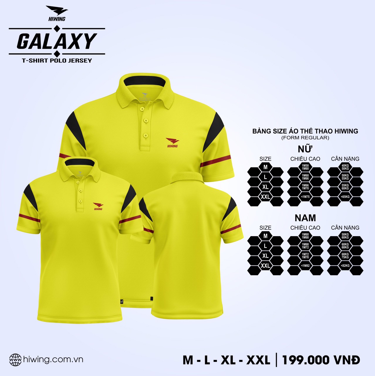 Áo thể thao Polo Nam Hiwing Lux 2 màu Vàng