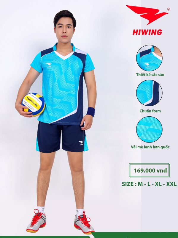 Áo bóng chuyền, áo cầu lông Nam Hiwing H7 màu Xanh Da