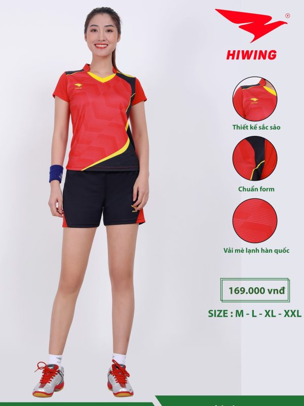 Áo bóng chuyền, áo cầu lông Nữ Hiwing H7 màu Đỏ