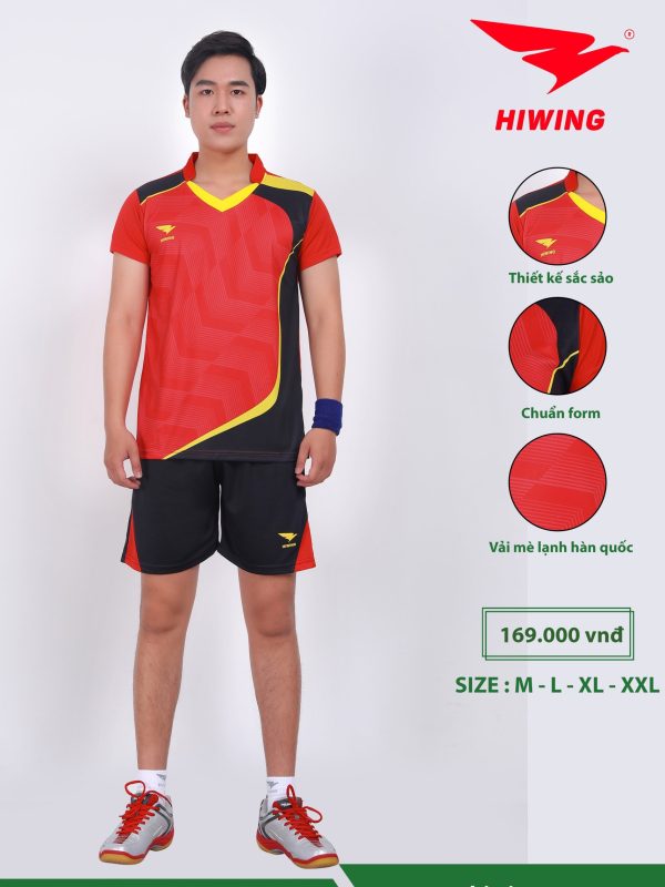 Áo bóng chuyền, áo cầu lông Nam Hiwing H7 màu Đỏ