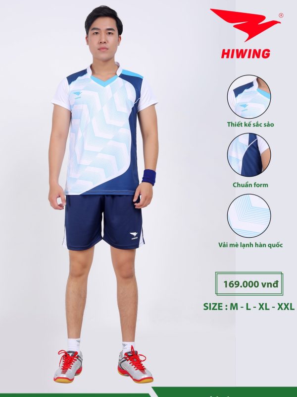 Áo bóng chuyền, áo cầu lông Nam Hiwing H7 màu Trắng