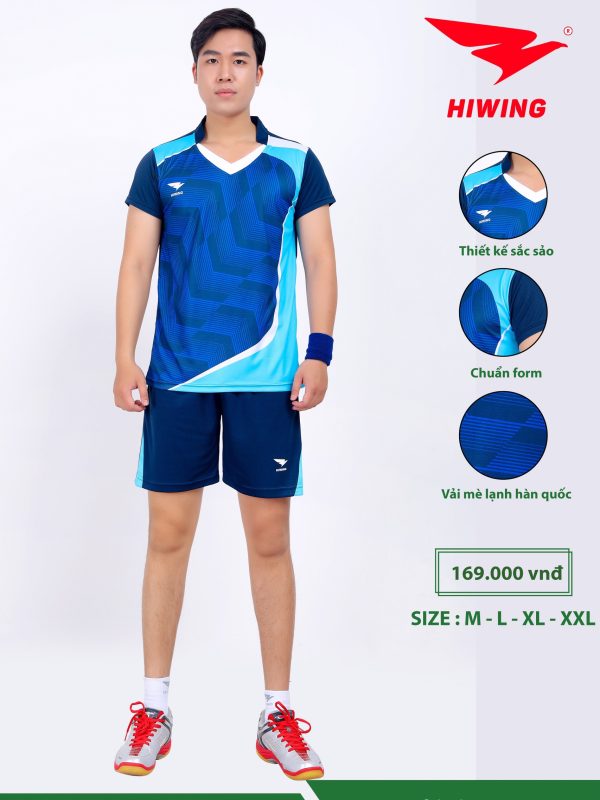 Áo bóng chuyền, áo cầu lông Nam Hiwing H7 màu Xanh Bích