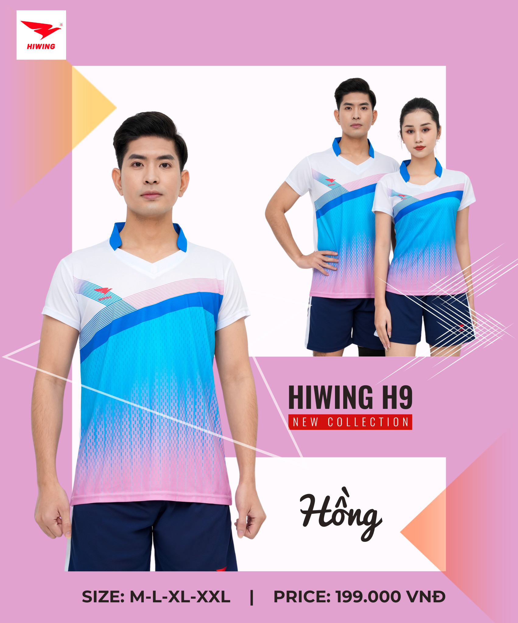 Alternative view of Áo bóng chuyền, áo cầu lông Nam Hiwing H9 phối Hồng