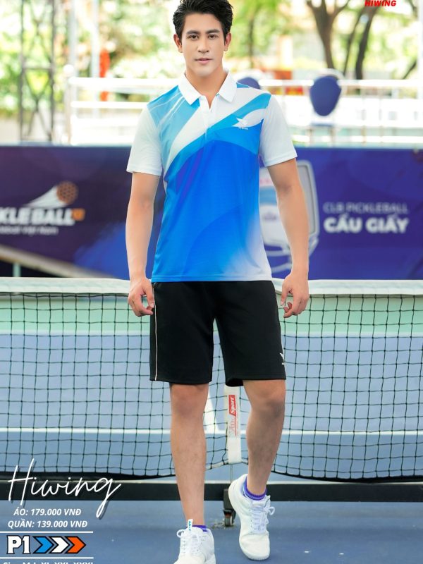 Áo cầu lông Pickleball tenis Nam Hiwing P1 Màu trắng