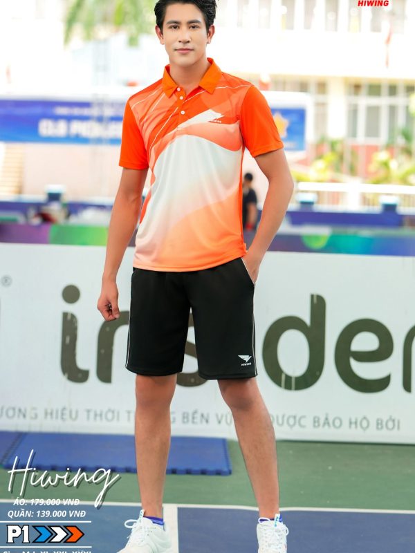 Áo cầu lông Pickleball tenis Nam Hiwing P1 Màu cam