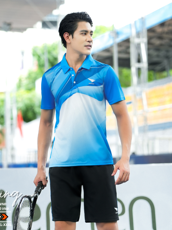 Alternative view of Áo cầu lông Pickleball tenis Nam Hiwing P1 Màu Xanh