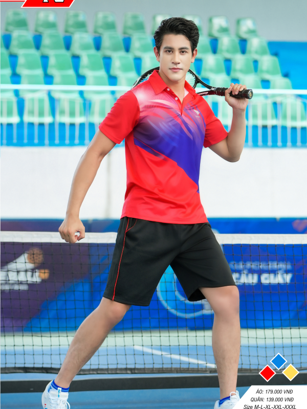 Áo cầu lông Pickleball tenis Nam Hiwing P2 Màu Đỏ