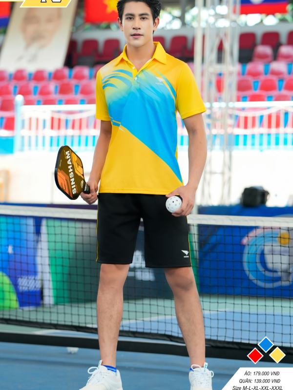 Áo cầu lông Pickleball tenis Nam Hiwing P2 Màu Vàng