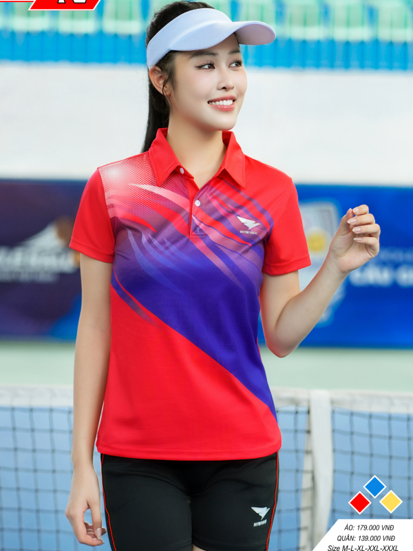 Alternative view of Áo cầu lông Pickleball tenis Nữ Hiwing P2 Màu Đỏ