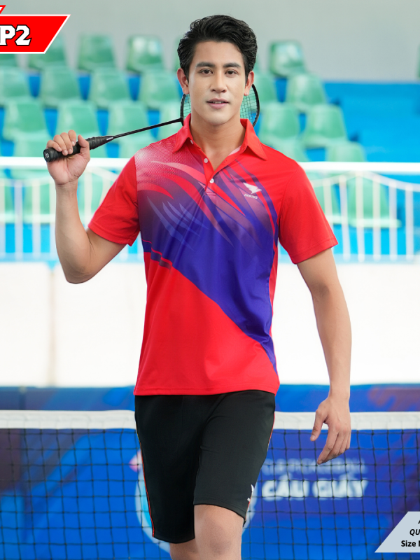 Alternative view of Áo cầu lông Pickleball tenis Nam Hiwing P2 Màu Đỏ