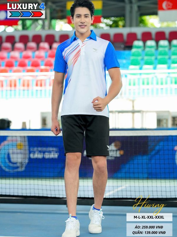 Áo bóng chuyền cầu lông pickleball nam HIWING LUX 4 màu xanh