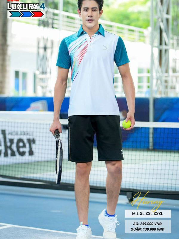 Áo bóng chuyền cầu lông pickleball nam HIWING LUX 4 màu xanh lỳ