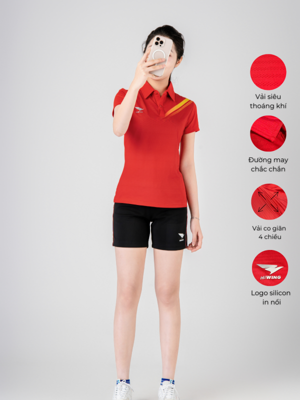 Alternative view of Áo Bóng Chuyền,Cầu Lông,Pickleball Hiwing Cooling Fabric A1 Nữ Màu Đỏ New 2025