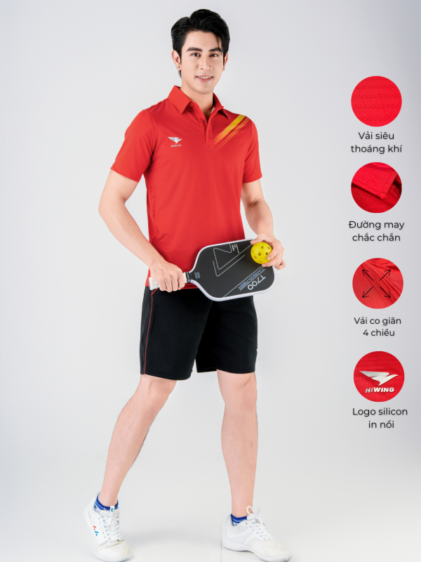 Áo Bóng Chuyền,Cầu Lông,Pickleball Hiwing Cooling Fabric A1 Nam Màu Đỏ New 2025