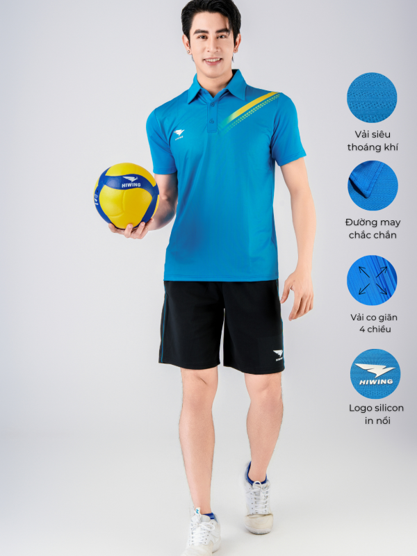 Áo Bóng Chuyền,Cầu Lông,Pickleball Hiwing Cooling Fabric A1 Nam Màu Xanh New 2025