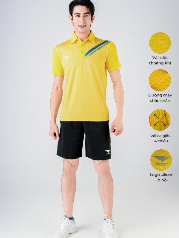 Áo Bóng Chuyền,Cầu Lông,Pickleball Hiwing Cooling Fabric A1 Nam Màu Vàng New 2025