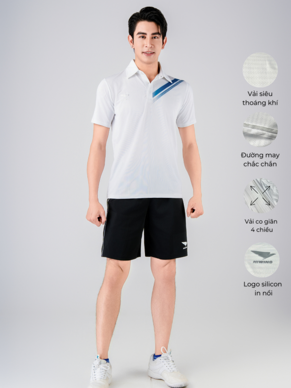 Áo Bóng Chuyền,Cầu Lông,Pickleball Hiwing Cooling Fabric A1 Nam Màu Trắng New 2025