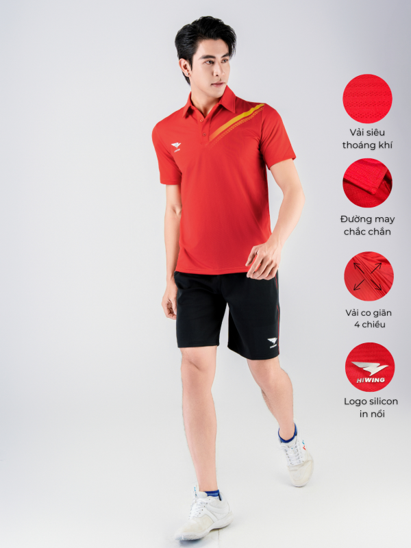Alternative view of Áo Bóng Chuyền,Cầu Lông,Pickleball Hiwing Cooling Fabric A1 Nam Màu Đỏ New 2025