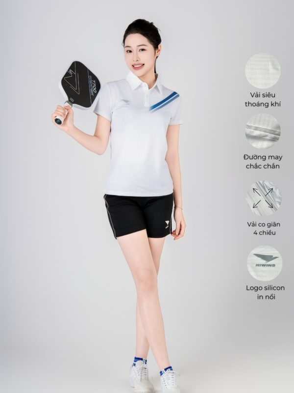 Áo Bóng Chuyền,Cầu Lông,Pickleball Hiwing Cooling Fabric A1 Nữ Màu Trắng New 2025