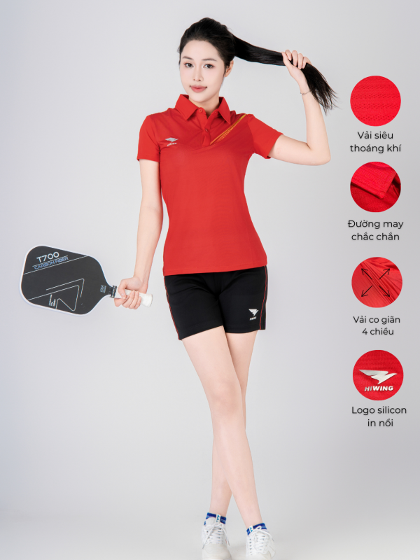 Áo Bóng Chuyền,Cầu Lông,Pickleball Hiwing Cooling Fabric A1 Nữ Màu Đỏ New 2025