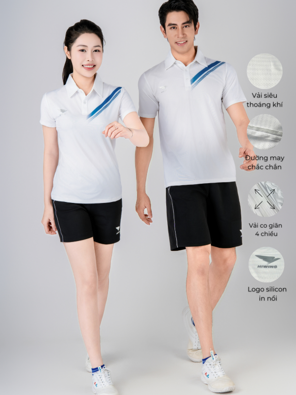 Alternative view of Áo Bóng Chuyền,Cầu Lông,Pickleball Hiwing Cooling Fabric A1 Nam Màu Trắng New 2025