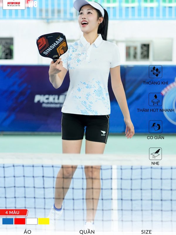 Áo Cầu Lông , Pickleball Hiwing W8 Nữ - Màu Trắng