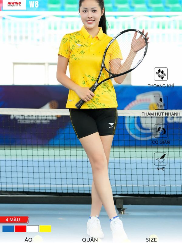 Áo Cầu Lông , Pickleball Hiwing W8 Nữ - Màu Vàng