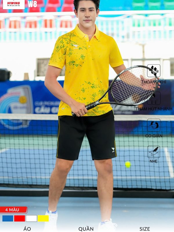 Áo Cầu Lông , Pickleball Hiwing W8 Nam - Màu Vàng