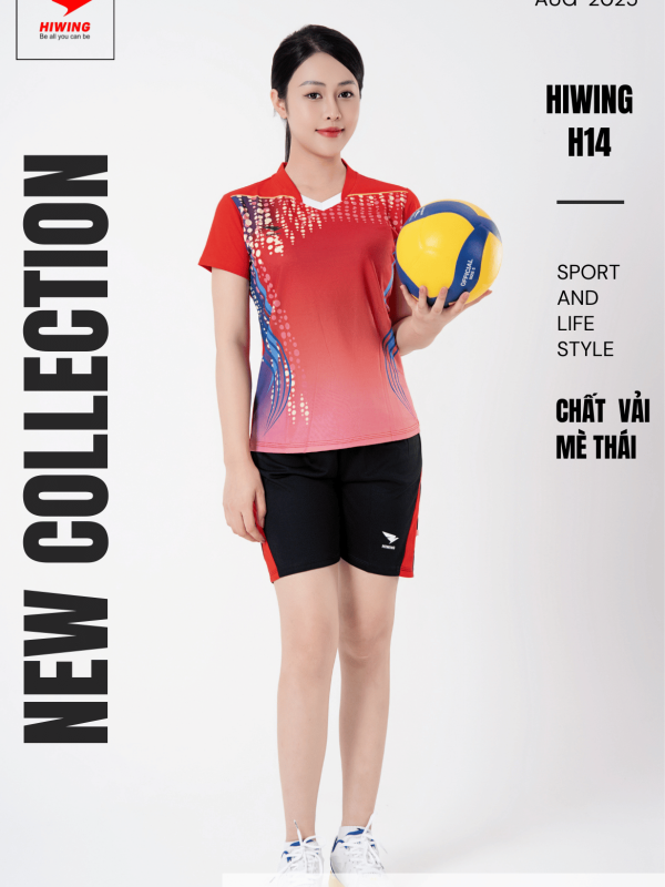 Áo Bóng Chuyền ,Pickleball Hiwing H14 Nữ- Màu Đỏ