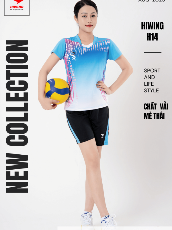 Áo Bóng Chuyền ,Pickleball Hiwing H14 Nữ- Màu Xanh