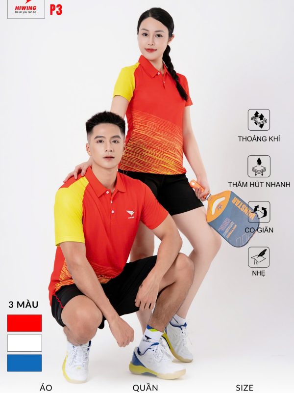 Alternative view of Áo Pickleball, Cầu Lông, Bóng Chuyền Hiwing P3 Nam –  Màu Đỏ
