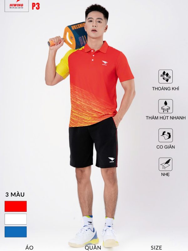 Áo Pickleball, Cầu Lông, Bóng Chuyền Hiwing P3 Nam –  Màu Đỏ