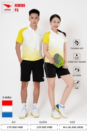Alternative view of Áo Pickleball, Cầu Lông, Bóng Chuyền Hiwing P3 Nam –  Màu Vàng