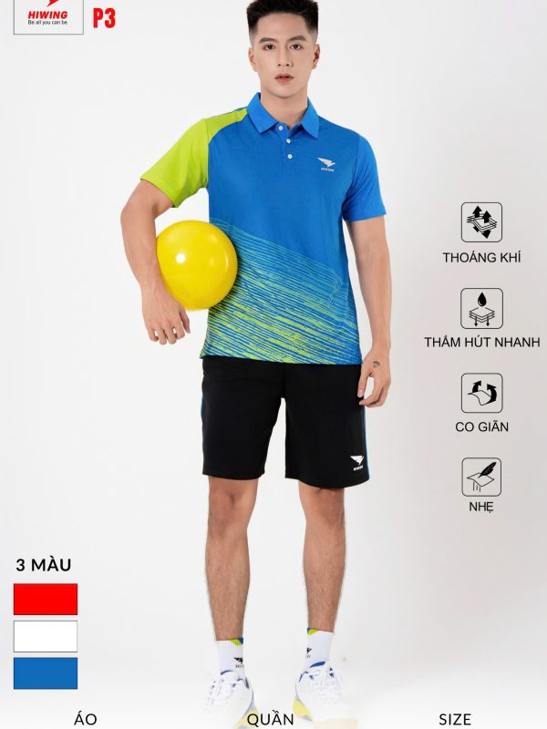 Áo Pickleball, Cầu Lông, Bóng Chuyền Hiwing P3 Nam –  Màu Xanh
