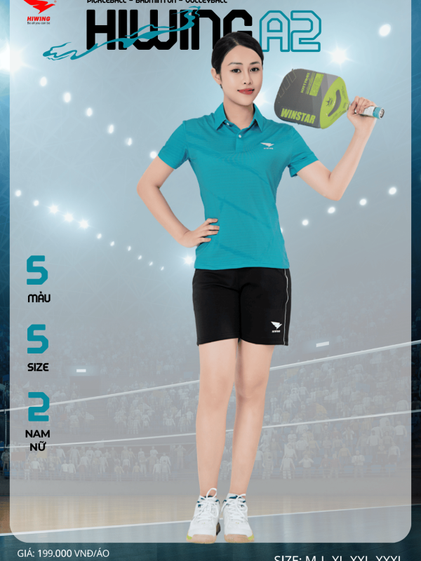 Áo Cầu Lông , Pickleball Hiwing A2 Nữ - Màu Xanh Lý