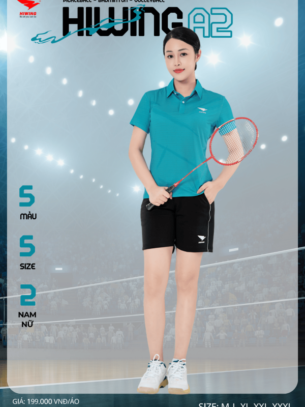Alternative view of Áo Cầu Lông , Pickleball Hiwing A2 Nữ - Màu Xanh Lý