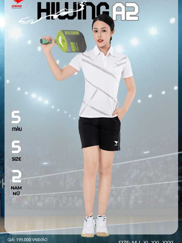 Áo Cầu Lông , Pickleball Hiwing A2 Nữ - Màu Trắng